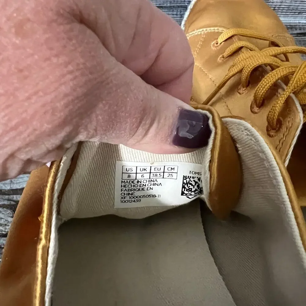 Toms Gold Espadrilles Size 8